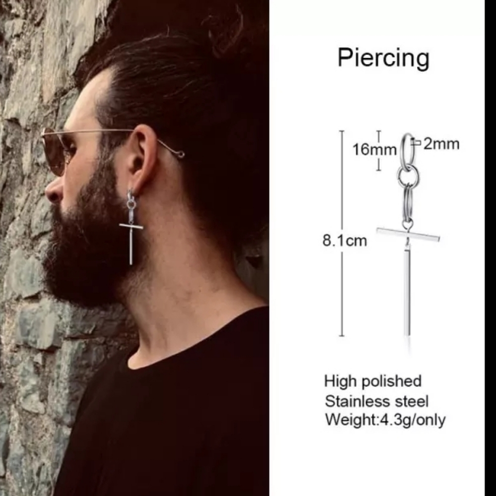 Silver Stainless steel cross earring